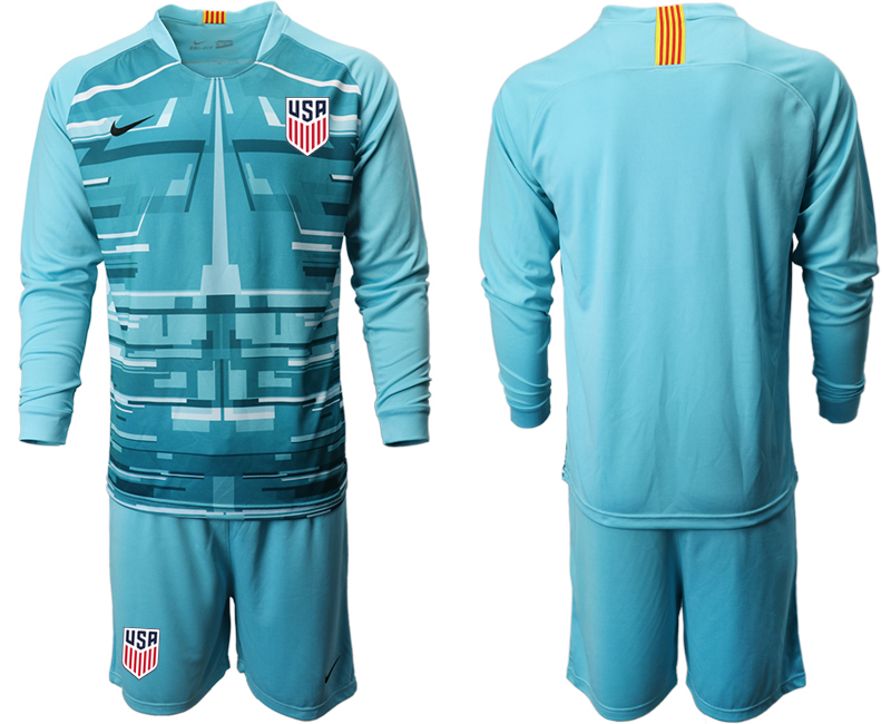 Men 2020-2021 Season National team United States goalkeeper Long sleeve blue Soccer Jersey->united states jersey->Soccer Country Jersey